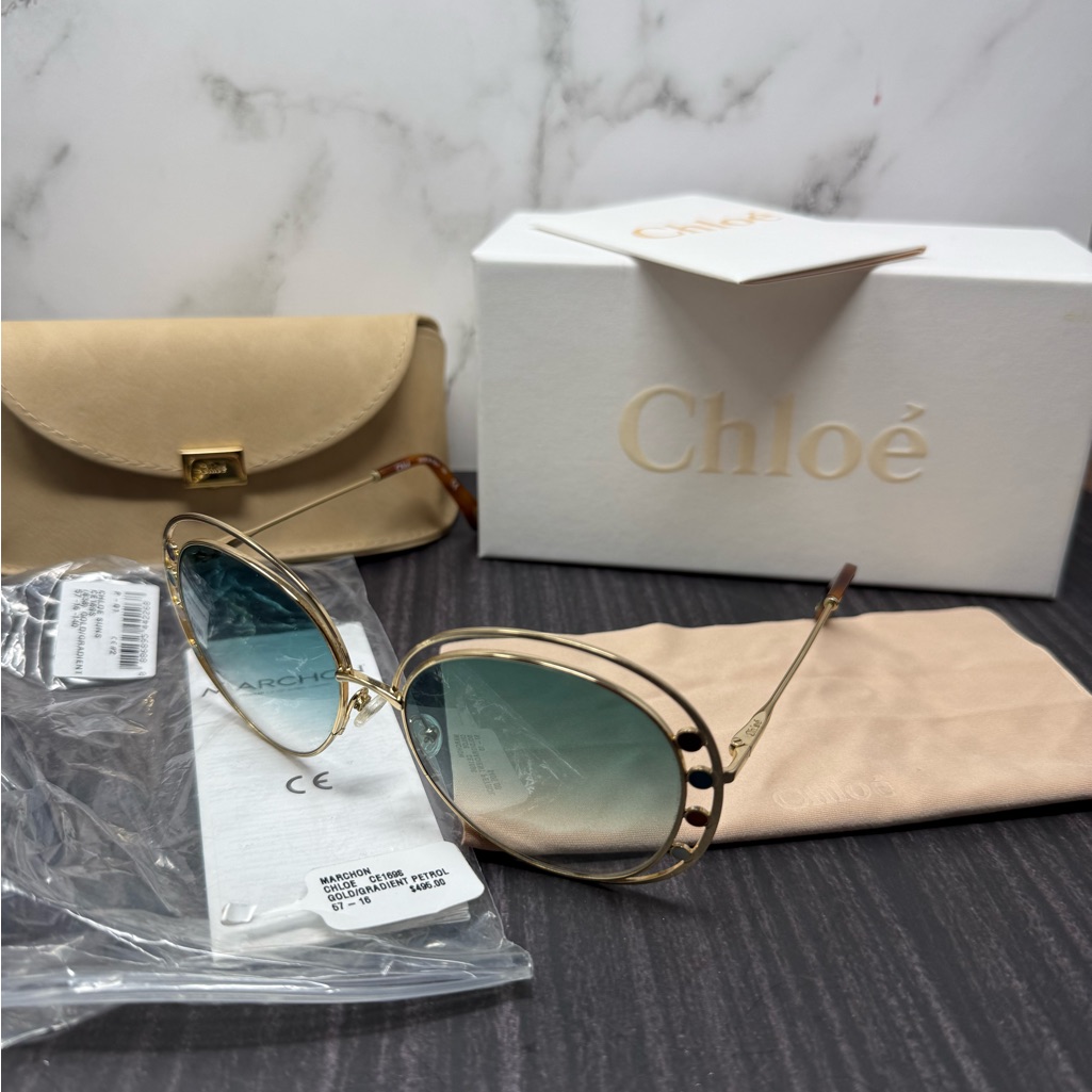 Chloe Womenâs Gold Aviator Sunglasses Ce169s 838 57 Case Included